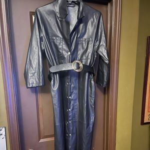 ZARA BLACK FAUX LEATHER DRESS BELTED SIZE XL ONLY WORN ONCE travel 12/27 -1/2
